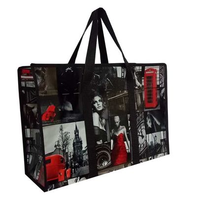 50cm Duży PP Woven Shopping Bag Powłoka Pp Woven Bag z długim uchwytem