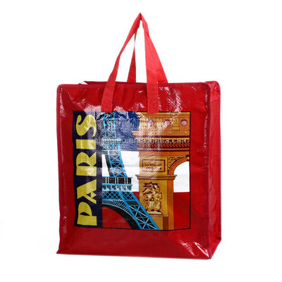 Londyn Paryż Design Pp Woven Shopping Bag Building Design Woven Polypropylen Bags With Handles