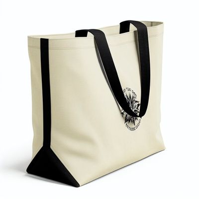 Logo na zamówienie Drukowane Zippered Canvas Tote Bag Z PP podszewką Do spersonalizowanych zakupów